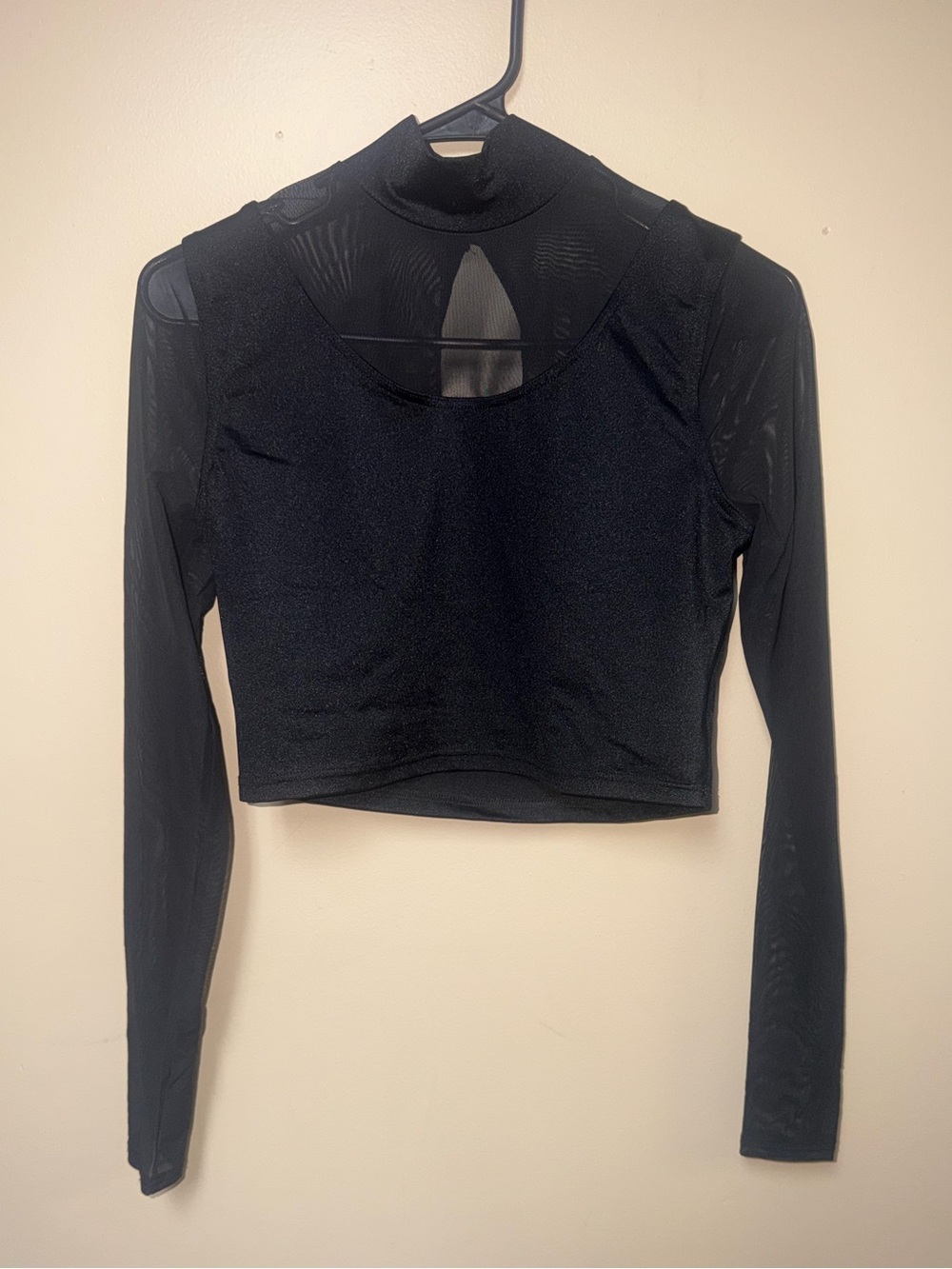 Weissman Black Mesh-Inset Crop Top
